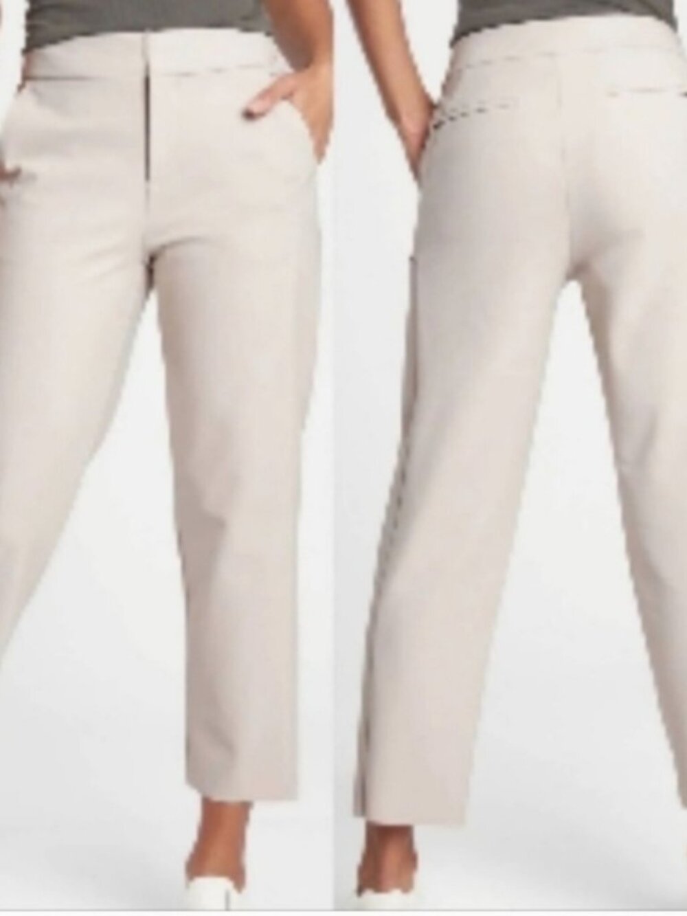 Athleta SZ 24 Beige Stellar Straight Crop Trouser Casual Pants Travel Active